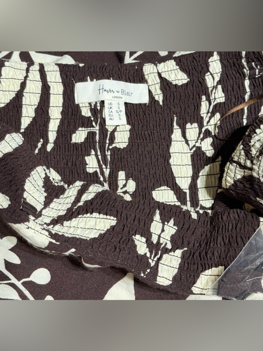 Haver + Blair London 3 In 1 Brown Floral tropical Skirt Mini Dress & Top Sz S - Picture 2 of 4